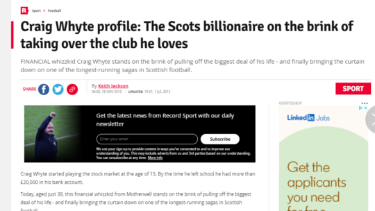 Craig Whyte, Keith Jackson