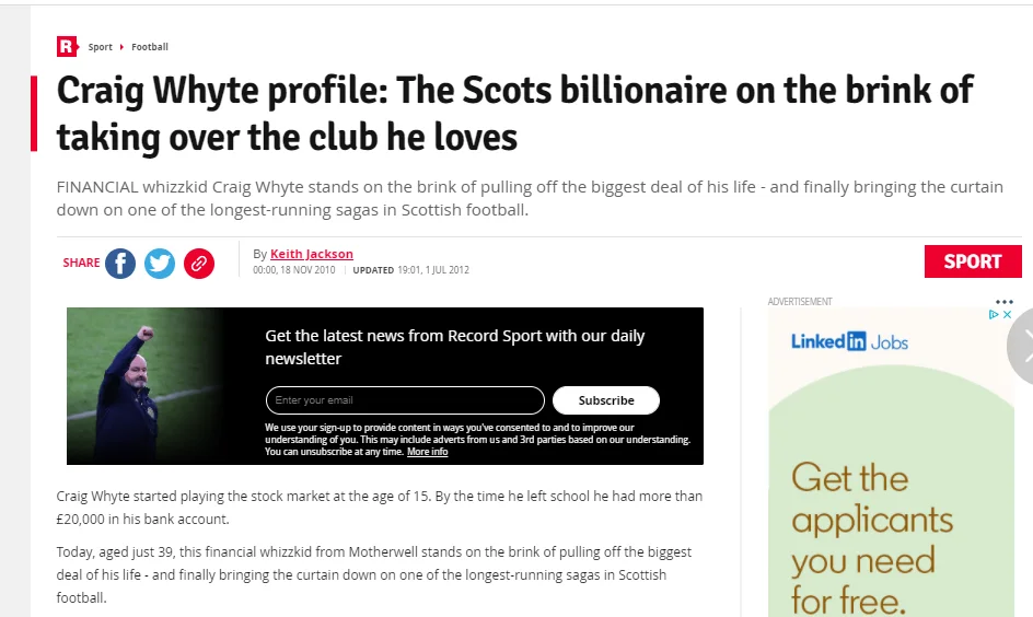 Craig Whyte, Keith Jackson