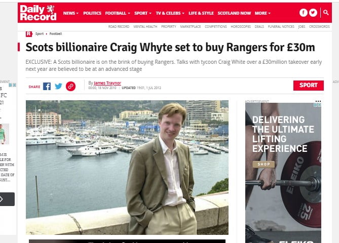 Keith Jckson, Daily Record, Craig Whyte