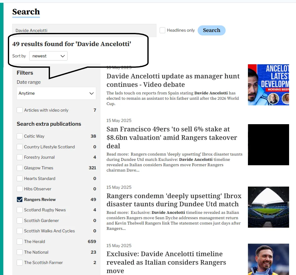 Ibrox, Davide Ancelotti