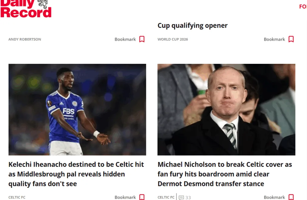 Michael Nicholson, Record, Celtic