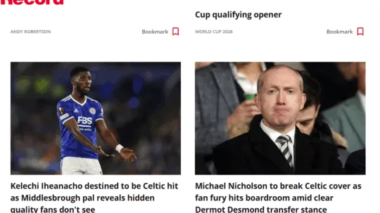 Michael Nicholson, Record, Celtic